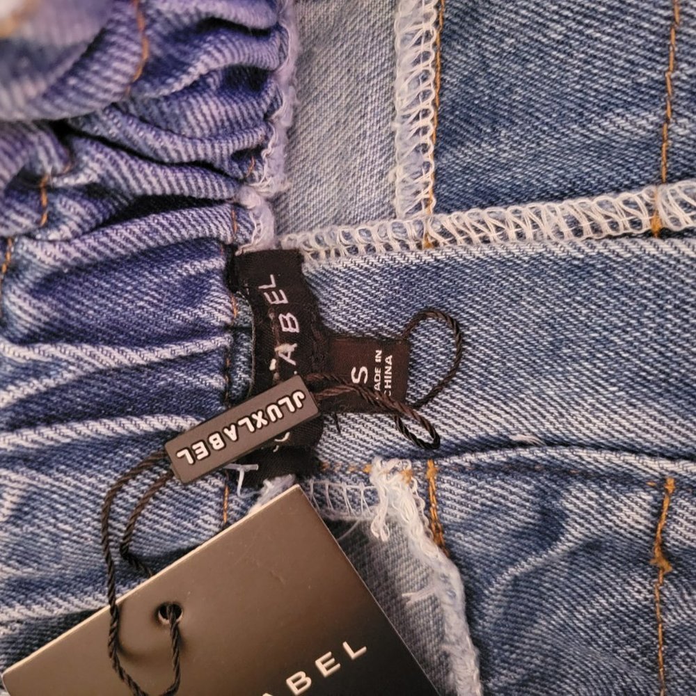 JLUX High Waisted Denim  Belted Distressed Shorts - Picture 7 of 7